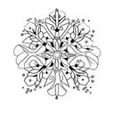 daisy mixed with 4 leaf clover, snowflakes and taurus constellation  tattoo design idea