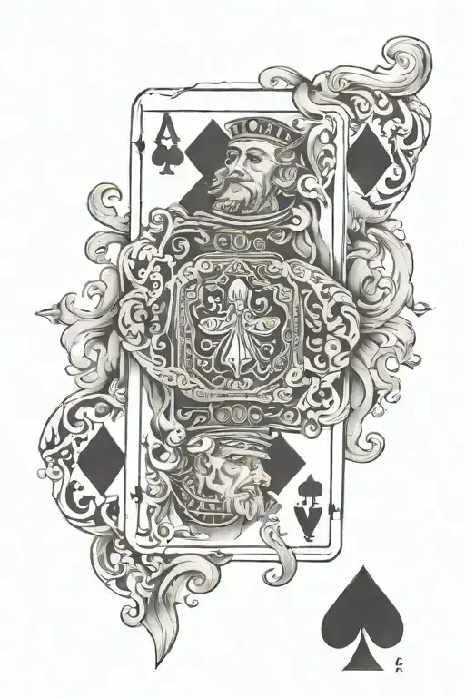 ace and king of spades black overlapping tattoo design idea