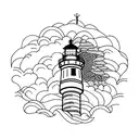 One-line - minimal lighthouse (single needle). instead of the top of the light house there is a candle (memorial)  tattoo design idea