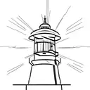One-line - minimal lighthouse (single needle). instead of the top of the light house there is a candle (memorial)  tattoo design idea