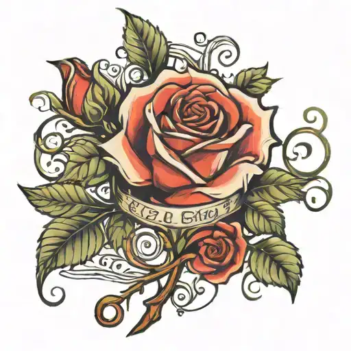 name on rose stem rose tattoo design idea