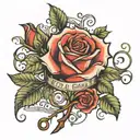 name on rose stem rose tattoo design idea