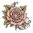name on rose stem rose tattoo design idea