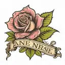 name on rose stem rose tattoo design idea
