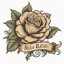 name on rose stem rose tattoo design idea