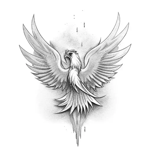 Engineer's tools forming a phoenix silhouette tattoo design idea