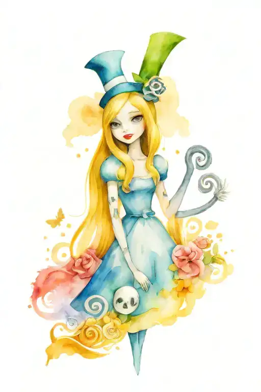 Alice in wonderland meets nightmare before Christmas tattoo design idea
