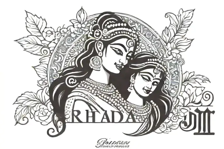 You I want a small tattoo in which my mom name “Radha” is there in Hindi along with her death date 18-07-2022 in roman d tattoo design idea