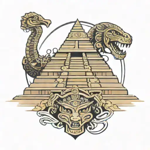 mayan pyramid shadow serpent tattoo design idea