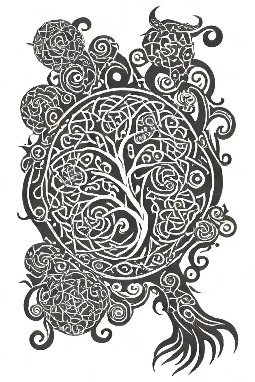 kukulkan, honey, celtic tree of life tattoo design idea