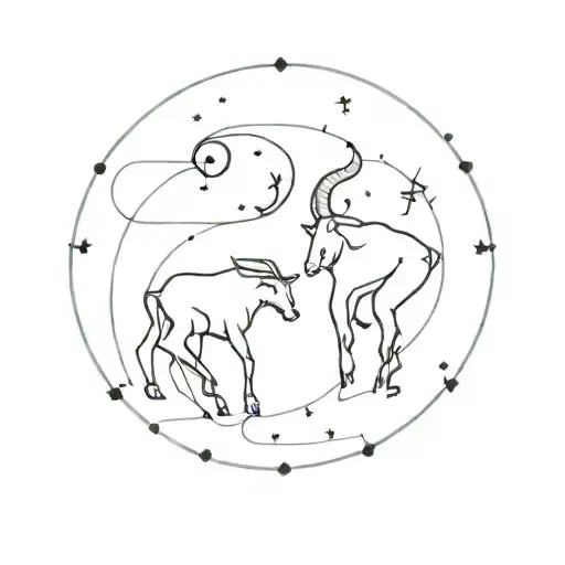 Zodiac Sign Taurus and Capricorn constellation merging tattoo design idea