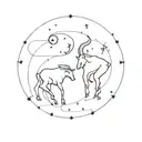 Zodiac Sign Taurus and Capricorn constellation merging tattoo design idea