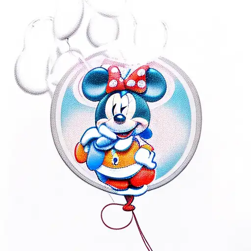 Disney Balloon, string forming word Charlotte tattoo design idea