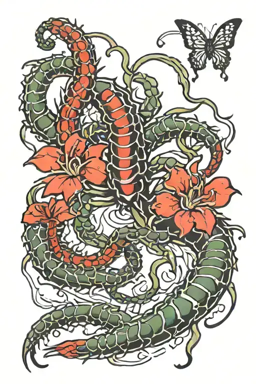 tokyo ghoul centipede red lily spider  tattoo design idea