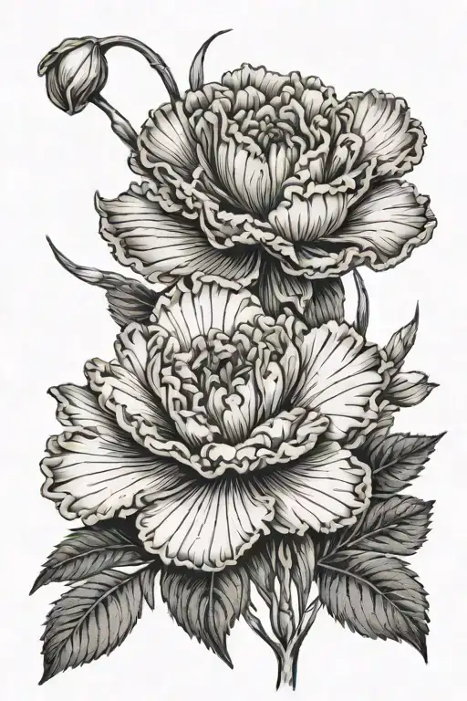 single carnation flower, single narcissus flower, single daisy flower, single marigold flower tattoo design idea