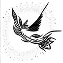 mockingbird flowers waves  tattoo design idea