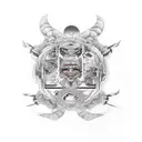 Gemini, two faces, fine line tattoo design idea