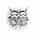 Gemini, two faces, fine line tattoo design idea