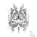 Gemini, two faces, fine line tattoo design idea