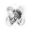 Gemini, two faces, fine line tattoo design idea