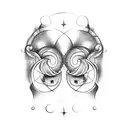 Gemini, two faces, fine line tattoo design idea