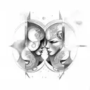Gemini, two faces, fine line tattoo design idea