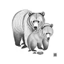 Father Grizzly Bear protecting Cub Grizzly Bear  tattoo design idea