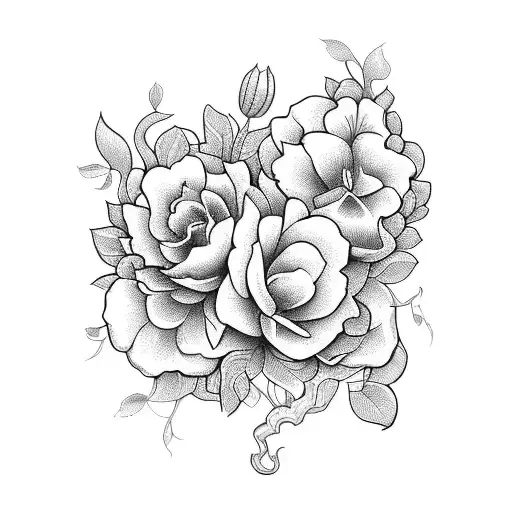 An intricate bookshelf filled with colorful flowers tattoo design idea