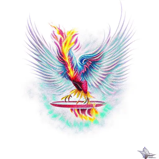 Phoenix bird rising from ashes tattoo design idea