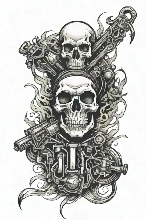 skull biker tattoo design idea