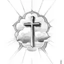 Christian Cross with names and clouds and an angel tattoo design idea