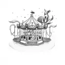 Whimsical carousel with animals representing cherished memories tattoo design idea