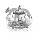 Whimsical carousel with animals representing cherished memories tattoo design idea