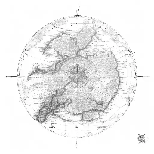 A map of the Mainschleife by volkach in style of a pirate treasure map tattoo design idea