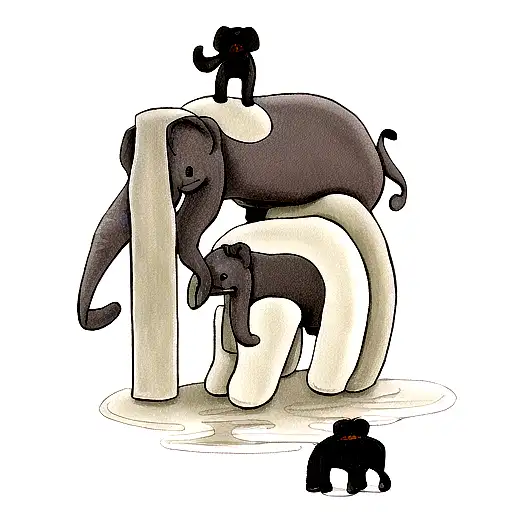 elephant family tattoo design idea