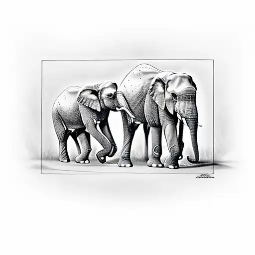 elephant family tattoo design idea