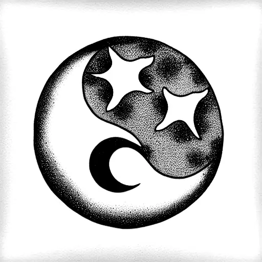 luna estrella y sol tattoo design idea