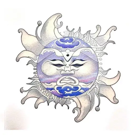 Sun and Moon tattoo design idea
