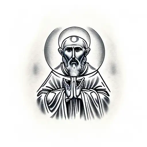 saint Benedict with praying hands tattoo design idea
