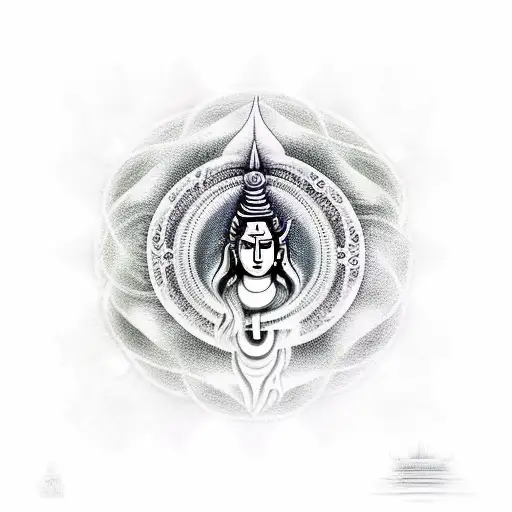 lord shiva with mantra and brush shade tattoo design idea