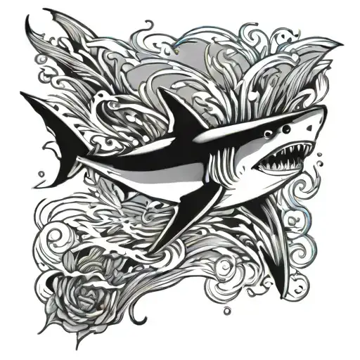 shark swimming gracefully diving tattoo design idea
