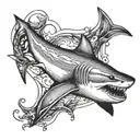 shark swimming gracefully diving tattoo design idea