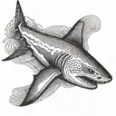 shark swimming gracefully diving tattoo design idea