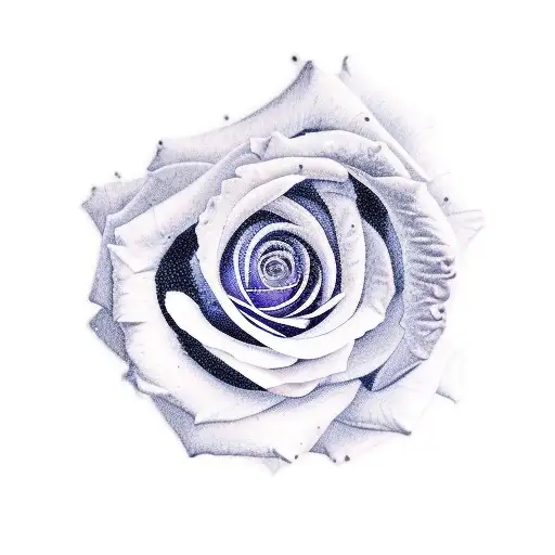 A realistic rose with intricate details and vibrant hues of purple, blue, and pink tattoo design idea