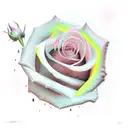 A realistic rose with a surreal twist, incorporating bright and bold colors that seem to glow tattoo design idea