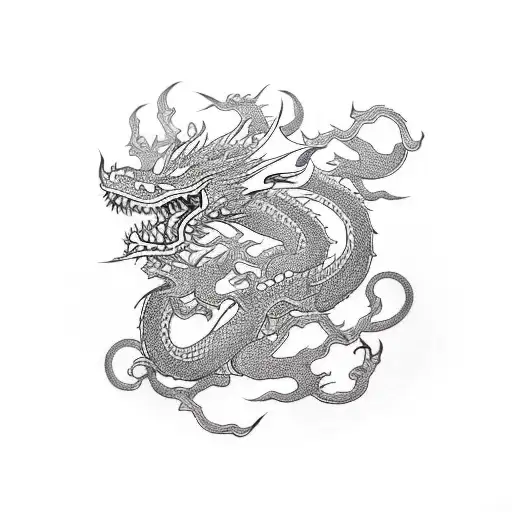 angry strong Dragon with using name PRIYANKA tattoo design idea