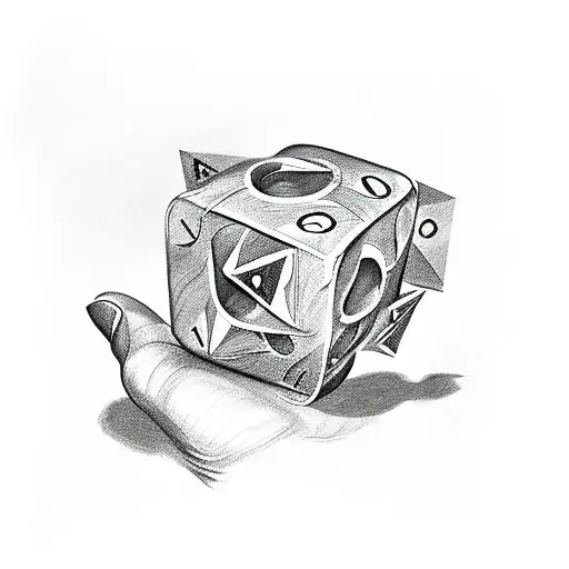 devil hand holding dice tattoo design idea