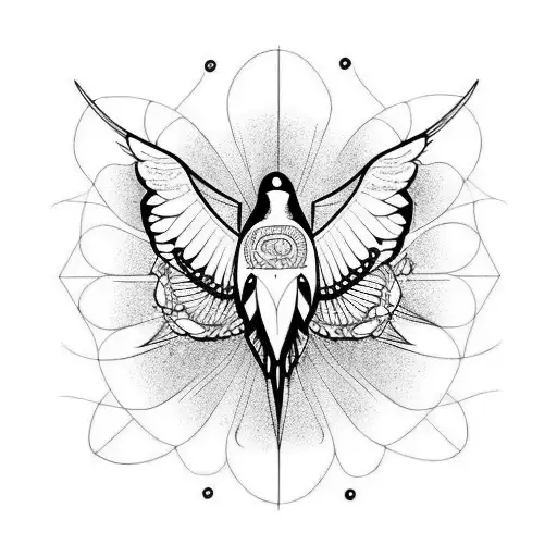 Dove raven tattoo design idea