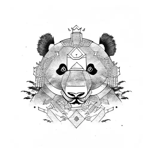 panda in Japanese armor tattoo design idea