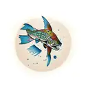 Skeleton trout tattoo design idea